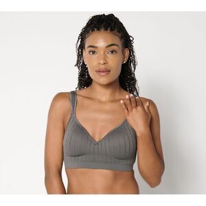 Gloria Vanderbilt Women's Bra Sz 42C Breezies Seamless Pointelle Gray A644712